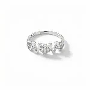 [AB089] Real Silver Clover Ring V Design