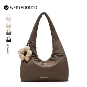 WESTBRONCO Puffy Hobo Tote City Bag Trendy Chic Lightweight Mom Bag Shoulder Casual Commuter Bag for Women Diaper Bag Purse Sweet Style Fashion Bag with Charm for College Work Travel Gift for her Summervibe