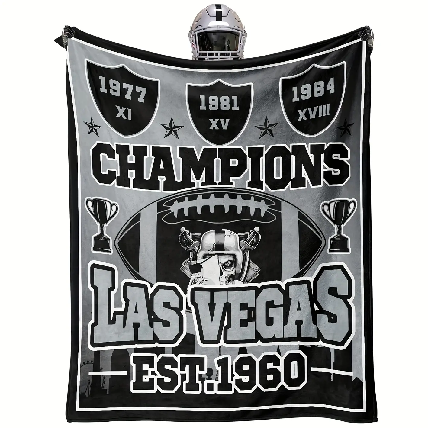 Las Vegas Football Fan Fleece Blanket - Lightweight, Soft, Wrinkle-Resistant, Breathable, All-Seasons Indoor Throw, Christmas/Birthday Gift for Football Fans