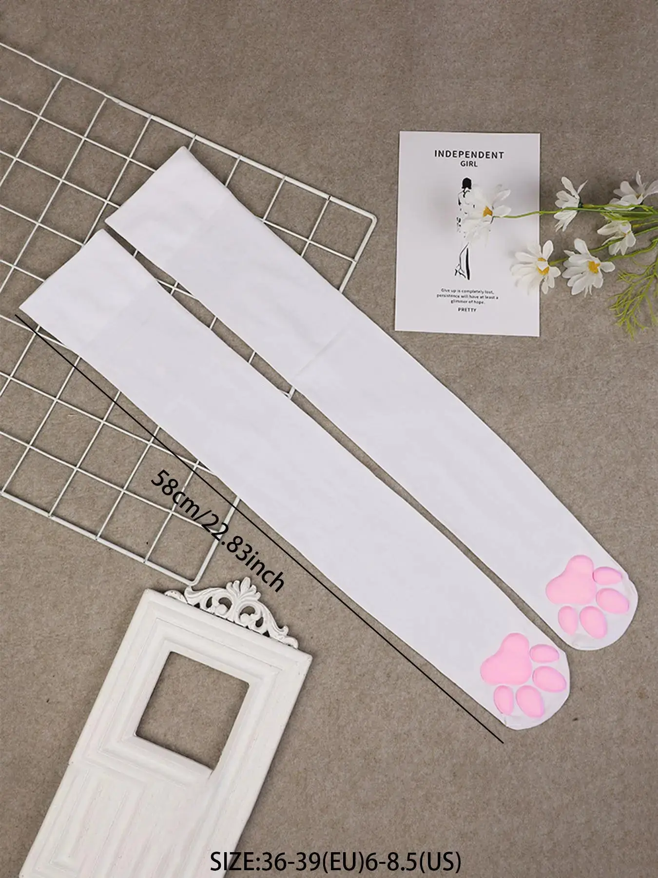 Women's 2026 3D Cat-Paw Over-the-Knee Socks, Soft Stretchy Hosiery with Cute Cartoon Design, Casual Outdoor & Spring-Fall Daily Relaxation Sports & Outdoor Socks