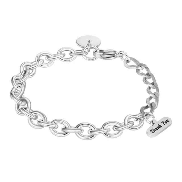 GNOCE Classic Design 'Thank You' Letter Chain, Unisex Retro Titanium Steel Jewelry, Personalized Classic Wrist Accessory, Bracelet Classic Design