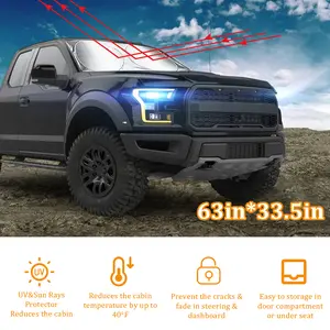 Car windshield sunshade, easy to install, double-layer design, blocks UV rays and keeps the car interior cool, double-ring sunshade, 160cm*85cm (suitable for SUVs), silver.