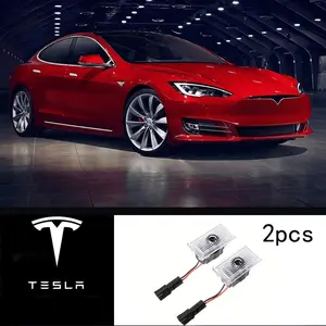 💡🚗 2 Pcs Tesla Interior Welcome Light | For Model 3/Y/S/X ✅ Dual Lens HD Projection ✅ Plug-and-Play ✅ Fade-Resistant Durable | Interior Upgrade Essential Interior Led Vehicle Led Lights Car