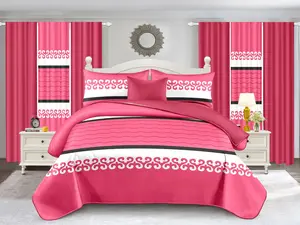 LOURDES(A)-10PC QUILT SET KING SIZE Floral Pattern Complete Set 10 Pieces Elegant Design Versatile Use for Bedspread Throw Blanket Decorative Piece