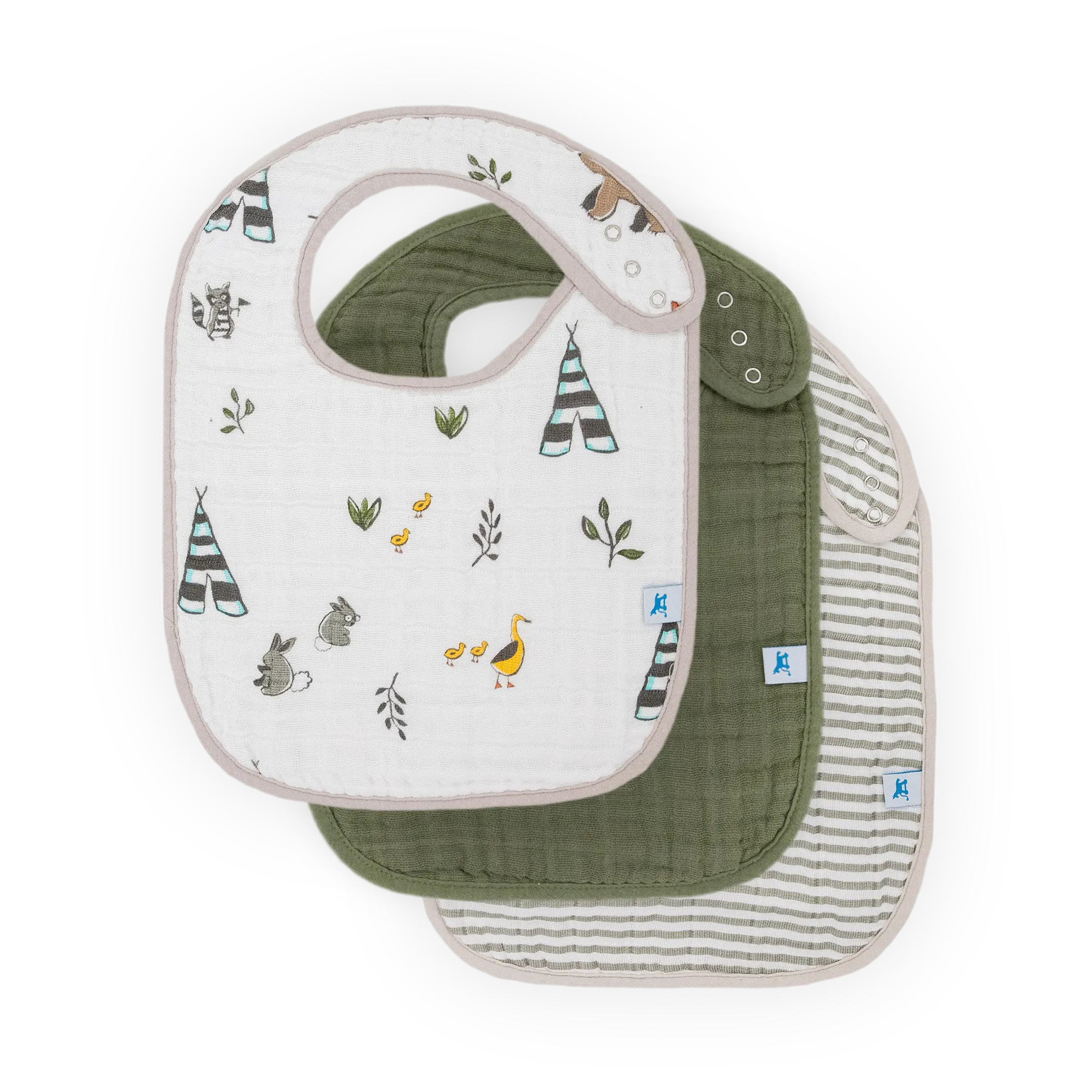 Cotton Muslin Classic Bib 3 Pack - Forest Friends 2