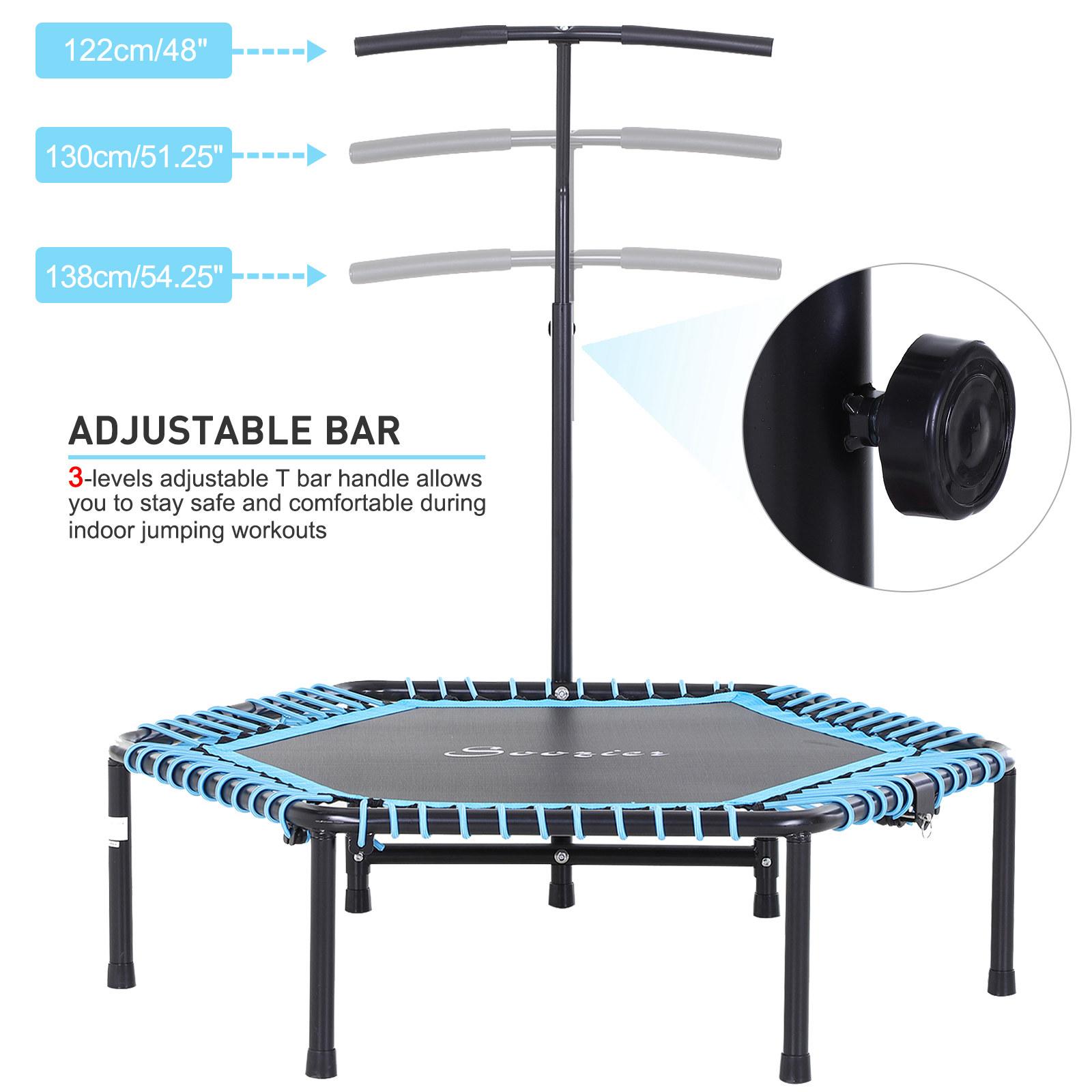 SAVEYOUR Portable Foldable Fitness Trampoline Rebounder 4.5ft with Adjustable Safety Bar Durable Steel Construction for Indoor Outdoor Use