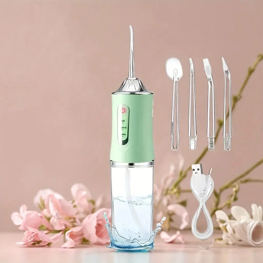 Cordless Water Flosser for Teeth Cleaning, Rechargeable Portable Oral Irrigator, 3 Cleaning Modes, 4 Jet Tips, USB Charging, Dental Water Pick for Gum Care & Deep Teeth Cleaning, Water Flosser Teeth, Valentine's Day Gift