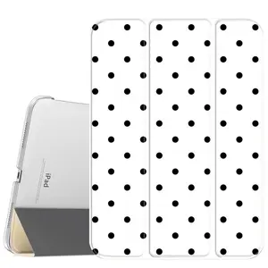 Classic Black Polka Dot Leather Tablet Casing, Slim Stand Accessory with Soft Translucent Frosted Back & Magnetic Pencil Holder, Compatible with iPad A16 2025, iPad Air 6, Samsung Galaxy Tab S9