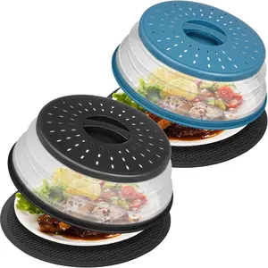 4 in 1, 2 Microwave Splatter Cover & 2 Mat,Cooking Splash Guard with Handle,Kitchen dish bowl Plate Proof  lid &  Round mat,Home Apartment Essential