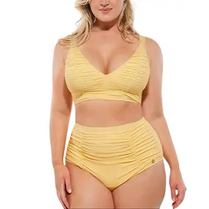 SHAPELLX Smart Sculpt Ruched V-Neck Bikini Top & High-Waisted Bottom Set outdoorfun