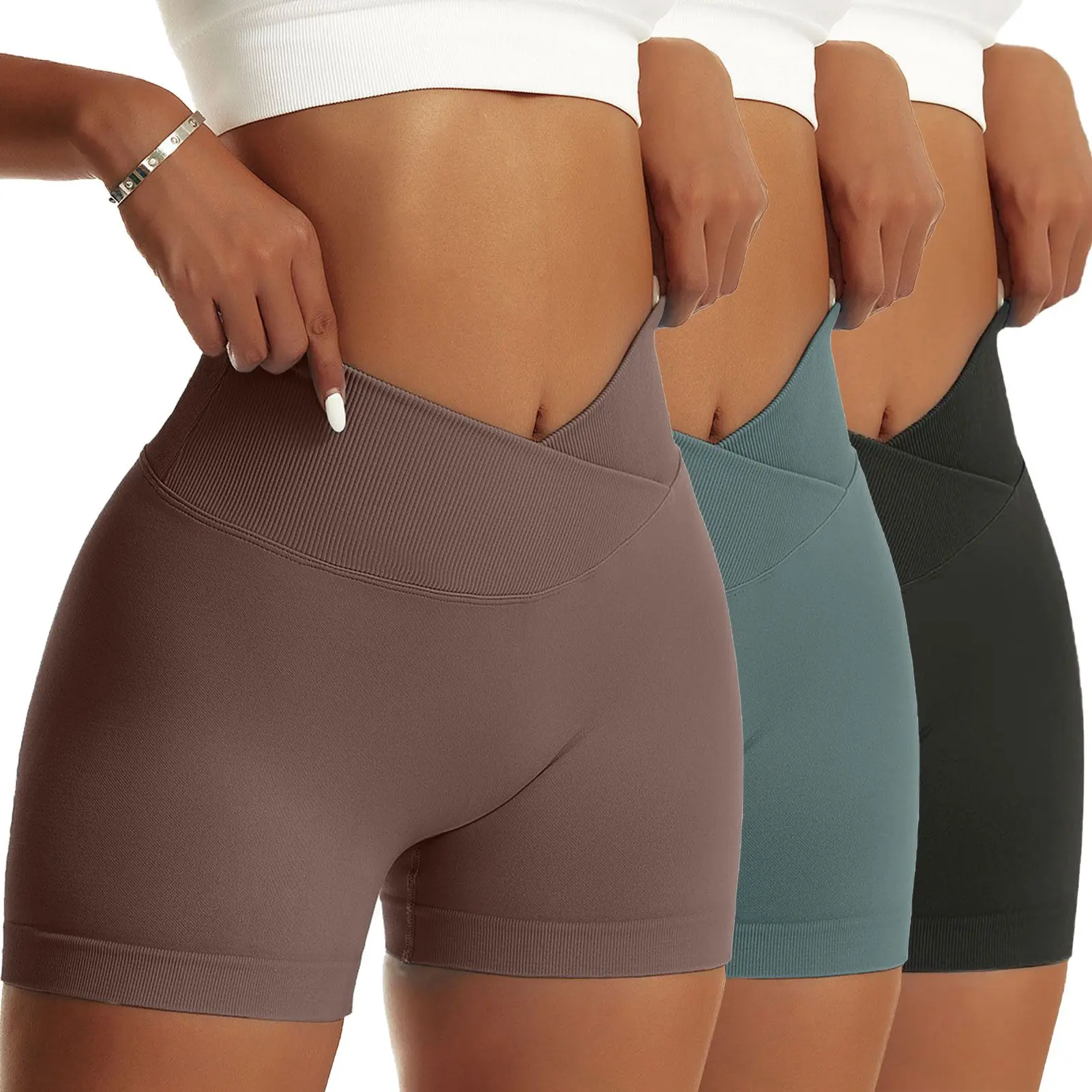 Women Gym V-Shaped Shorts Scrunch Butt Lifting Back Workout Clothes High Waist Yoga Athletic Cute Shorts Compression