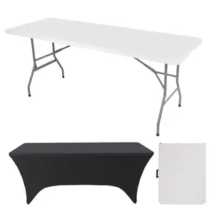FWTI DEAL Folding Table 6ft, Heavy Duty Portable, Built in Carrying Handle & Alloy Steel Legs for Party, Dining, Wedding, Events, Picnic, Indoor, Outdoor, Camping, Utility - White (28''D * 71''W * 29''H)