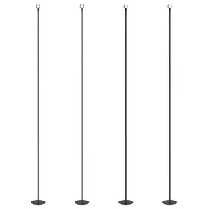 4 pack 10 foot steel string light poles powder coated rustproof outdoor lighting stand with multi installation methods for backyard daily ambient decoration