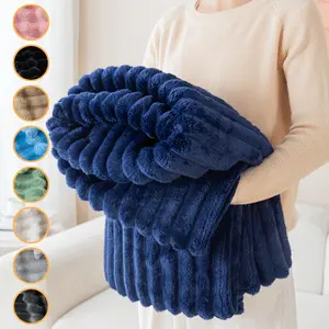 1pc striped flannel blanket, soft, comfortable, warm and thick striped flannel blanket shawl, suitable for beds, sofas, office napping, camping and home decoration blankets, Christmas, birthday, Soft Fluffy Blanket