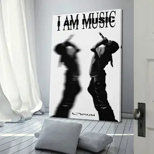 I AM MUSIC Trendy wall decor, Cute And Vibrant Artistic Decoration for Bedroom, Dorm, Gaming Setup, VSCO And Aesthetic Room Makeover Print