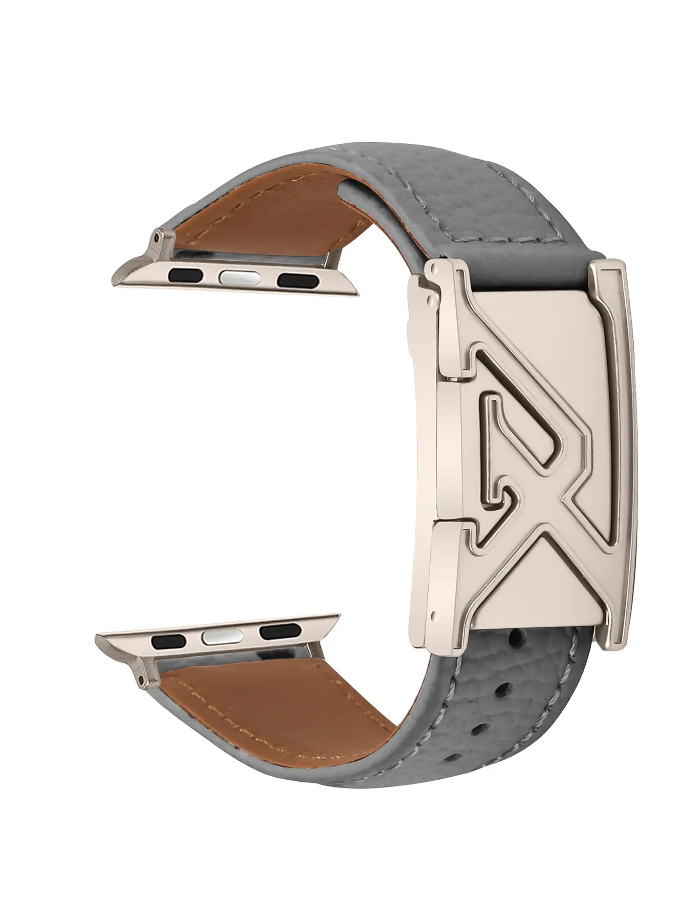 Fashionable Leather Watch Strap with Litchi-Texture, Smooth Silver Color Letter Engraving Clasp, Elegant Accessory for All Seasons, Watch Bracelet, Watch Accessories