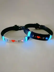 Glow in The Dark Silicone Bracelet, Cute Letter Pattern Luminous Bracelet for Women & Men, Fashion Accessories for Party, Daily Personalized Decor