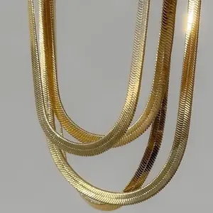18k Gold Plated Herringbone Necklace