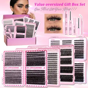 Mixed Length False Eyelash Gift Box Set, Natural Look Lash Extension, 30D-100D D Curl, Beginner Friendly Lashes, Includes Glue, Remover, Tweezers, Beginner & Pro Use, Individual Lashes Cluster