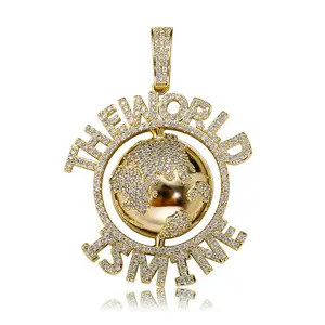 Europe and the United States sell my world Earth hip hop pendant necklace smooth zircon men and women trend accessories