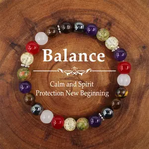 Balance Bracelet Calm And Spirit Protection New Beginning Healing Crystal Bead Gorgeous Beads Stone Gemstone Jewelry Energy Love Girlfriend Boyfriend Souvenir Valentine Father Mother Anniversary New Year Christmas Halloween Birthday Gift