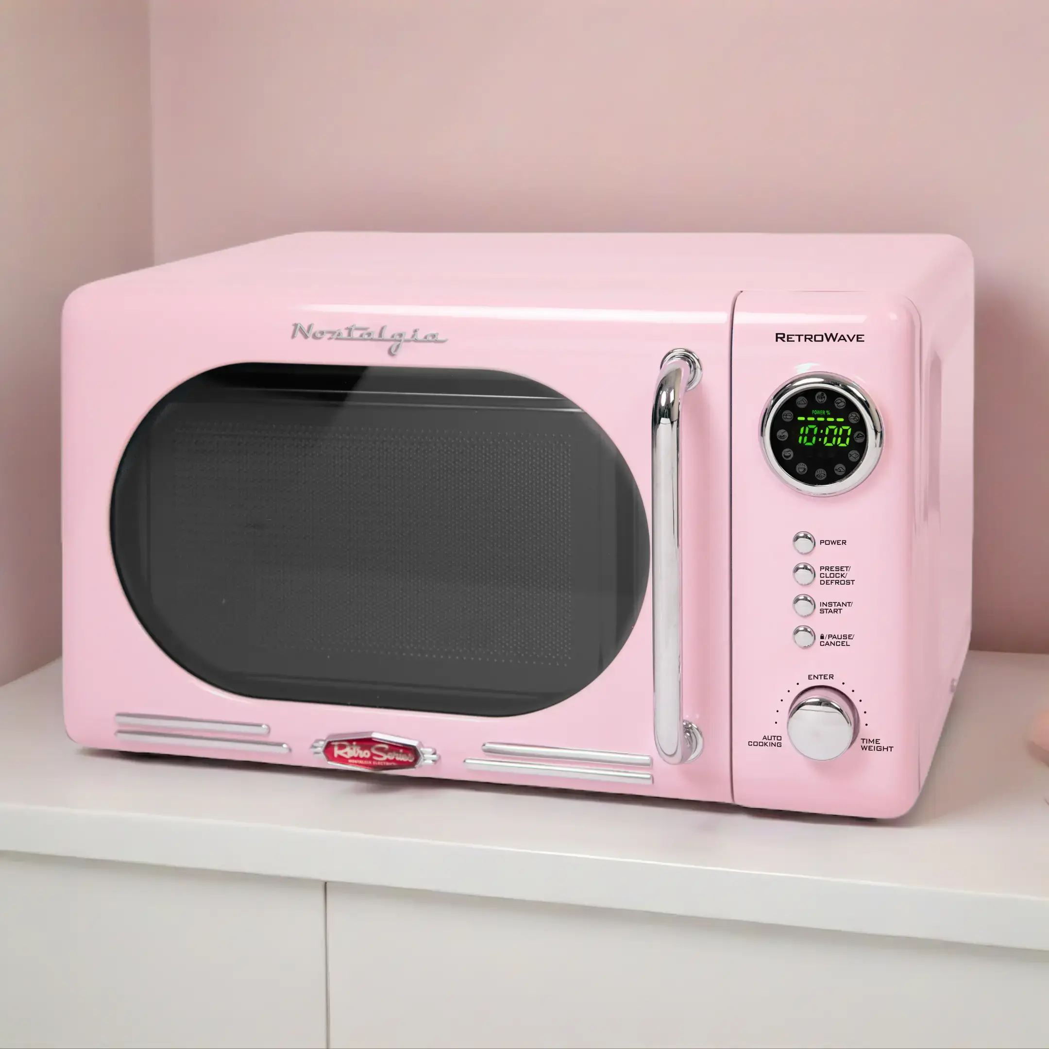 Retro 0.7 Cubic Foot 700-Watt Countertop Microwave Oven - Pink (Derivative)