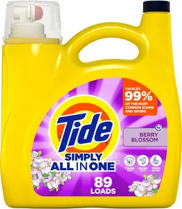 Tide Simply Clean & Fresh Liquid Laundry Detergent, Berry Blossom Scent, 89 Loads, 117 fl oz,  Household Cleaning Scented Perfume