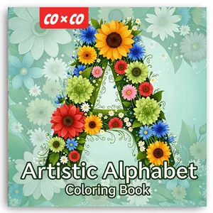 Artistic  Flower Letter Coloring Book, Stress-Relieving Doodle Book for Adults & Kids, High-Style DIY Gift (Loose Drawing Paper Art Supply) Multi-Style