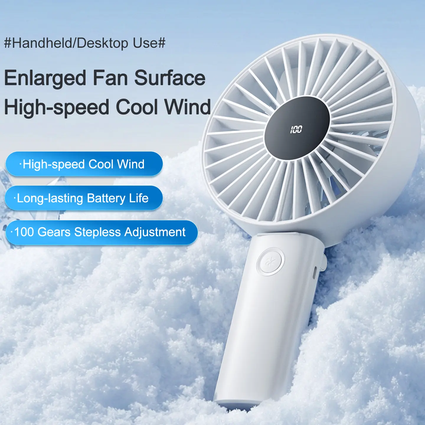 Cordless Turbo Fan - Newly Upgraded Battery Powered Fan with Large Blade, Enlarged Surface, High-Speed Brushless Motor, 100-Speed Stepless Adjustment, 180° Foldable, Type-C Charge for Wireless Use at Home, Office