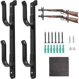 Rear Window Gun Rack for Pickup Truck,2 Pack Wall Mount Rack,Heavy Duty Steel, 14-25” Adjustable Truck Gun Rack with Silicone Cleaning Cloth,Hang for Two Guns,Bows, Arrows or Tools