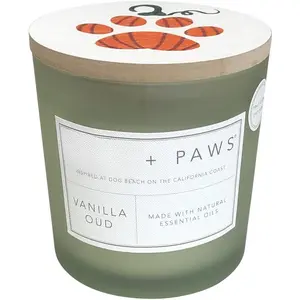 Paws Scented Candle - Vanilla Oud - Additional Scents and Sizes -Luxurious Air Freshening Jar Candles Neutralize pet Odors and Enhance Home decor -  Cotton  Wicks - 21 oz