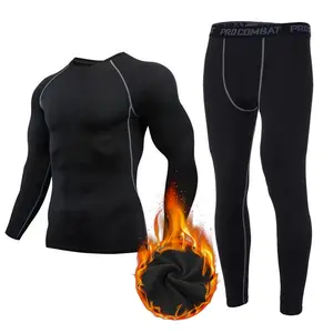 New Winter Warm Men Undershirts Fleece Thermal Underwear Set Long Johns Elastic Compression Tights Fitness Sprots Tracksuit Set