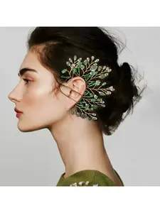 Forest Elf Earrings European American Personality Niche No Piercing Ear Cuffs Photo Shoot Handmade Crystal Bride Statement Wedding Earrings Ear Hooks