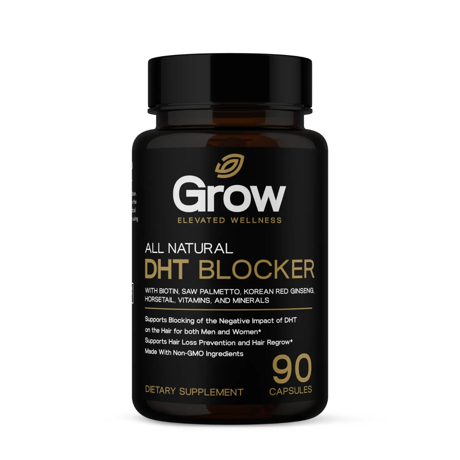 Grow Vitamin DHT Blocker Cosmetic Supplement - 90 Capsules, Natural Hair Growth Formula, Adult Balding Solutions, Saw Palmetto Blend for Scalp Vitality, Natural Hair Color Maintenance & Supplement Routine Support