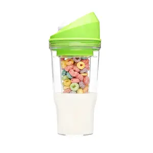 Portable Plastic Cereal Cup, No Spoon or Bowl Required To-Go Breakfast Container, Easy-to-Carry Home Supplies Milk Storage Container