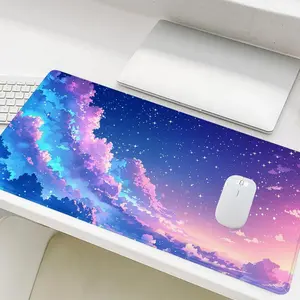 Cloud Pattern Gaming Mouse Pad, Large Soft Mouse Pad with Non-Slip Rubber Base, Stitched Edge Desk Pad for Laptop Desktop, Office Desk Accessories