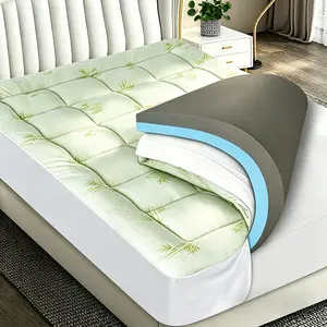 #Summervibes Cooling Bamboo 4.5” Dual Layer Memory Foam Mattress Topper, 2-in-1 Could-Like Comfort 2.7" Extra Thick Soft Plush Breathable Pillow Top Mattress Pad & 0.6" Cooling Gel Memory Foam & 1.2" Firm Foam for Back Pain Support #tiktokshopmemorialday