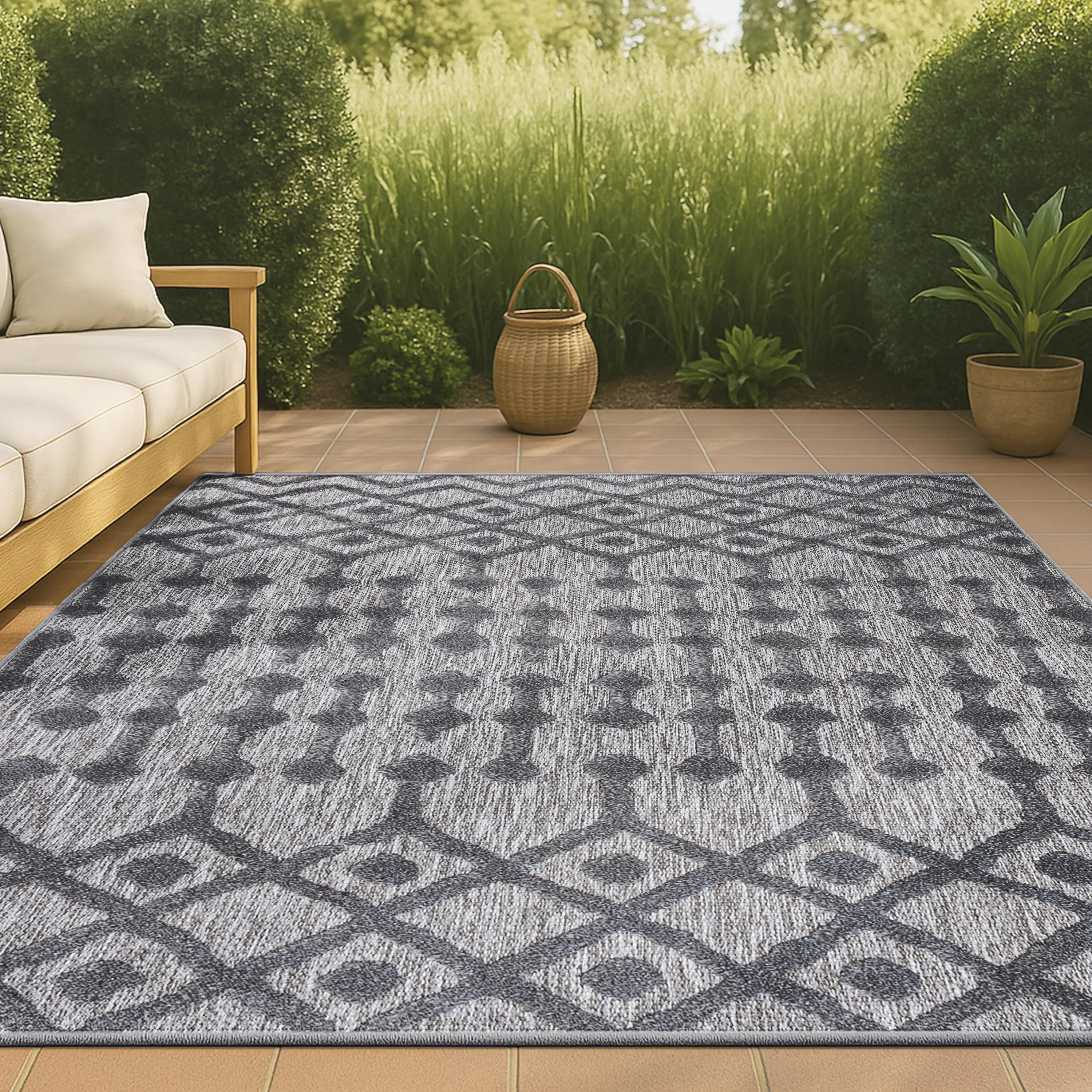 JONATHAN Y Peralta Moroccan Geometric Diamond Indoor-Outdoor Area Rug - Ideal for Living Room, Patio, Bedroom, Moroccan Geometric Rug