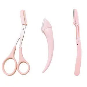 Eyebrow Scissors Set, 3pcs/set Eyebrow Trimmer, Eyebrow Shaping Tool, Eyebrow Product for Women & Girls, Portable Eye Makeup Tools for Home & Travel