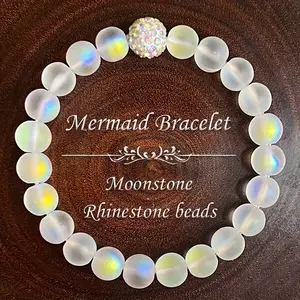 Natural Angel Aura Rainbow Quartz 8mm Beads Healing Reiki Dainty Friendship Frosted Stone Handmade Bracelet