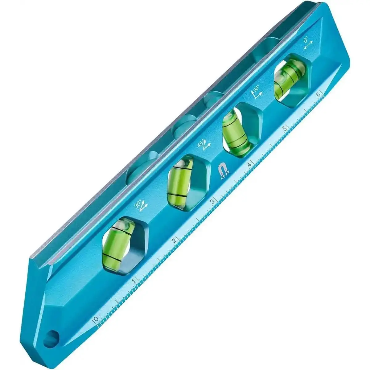 8-Inch Level,  Torpedo Level with 0/30/45/90 Bubbles, V-Groove, Large Viewing Window,  Alloy , Hanging Hole, SAE and Metric Scale for DIY Projects and Household Use