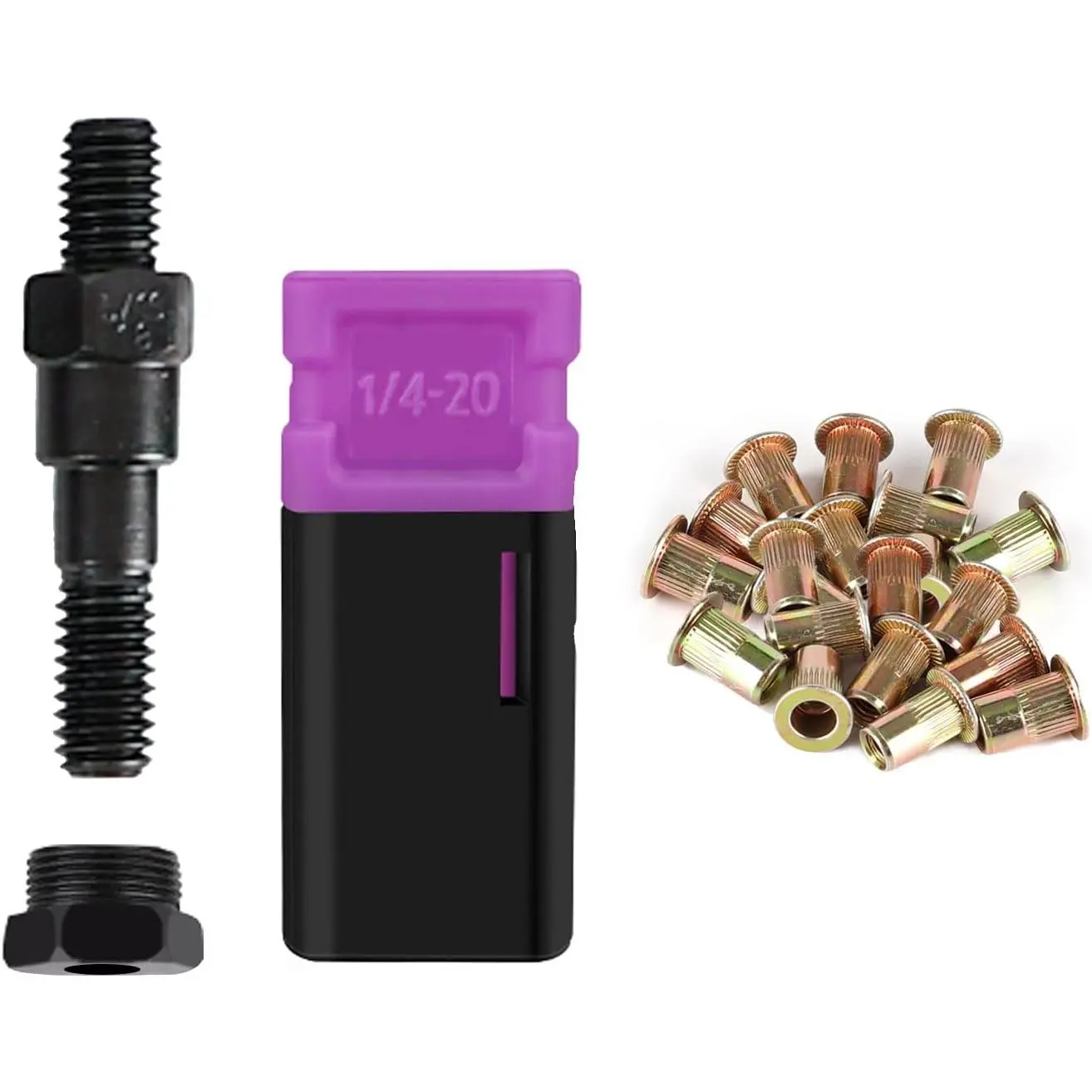 Rivet Nut Tool Rivnuts Nutserts 1/4-20 & 20 Rivnut Kit for NT600, NT700 & NT800, Rivnut Tool 607, 1442 (not Universal) Swap Spare , Nutsert Kit Accessories