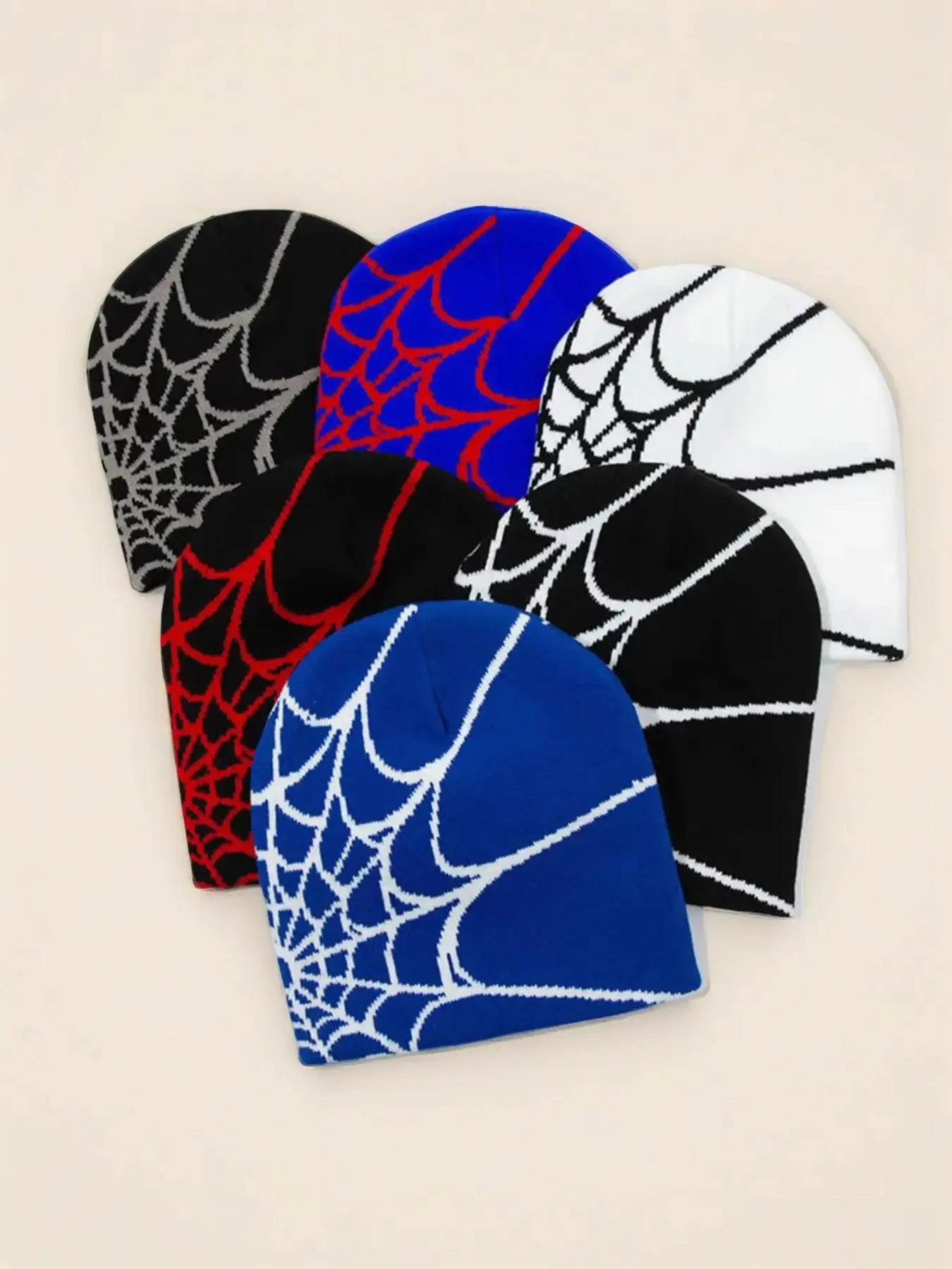 Women's Jacquard Winter Knit Hat, Trendy European and American Pullover Spider Web Beanie for Men and Women, Warm Unisex Hat, Beanie Fitted