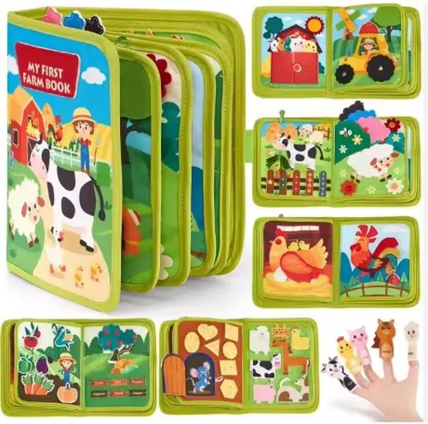 My First Farm Book | Montessori Busy Board | Farm Animal Sensory Activity Book for Toddlers | Educational Learning Toy | Toddler Gift