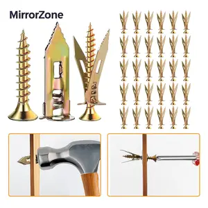 60 Pack No Drill Drywall Anchors and Screws Heavy Duty Zinc Plated Steel Self Drilling Self Tapping Anchors for TV Bicycle Cabinet Mirror Fixing Accessories