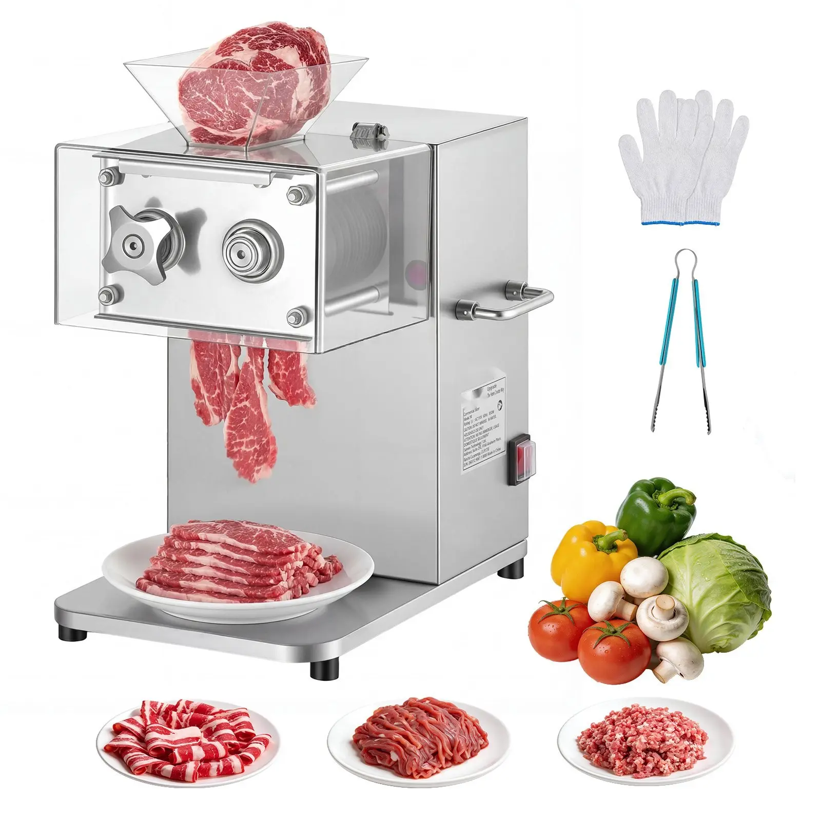 Meat Cutting Machine 850W Commercial Slicer with 5mm Heavy-Duty Stainless Steel Blade Shredder for Boneless Meat and Soft Vegetables, Electric Food Slicer for Kitchen, Restaurant, and Supermarket Use
