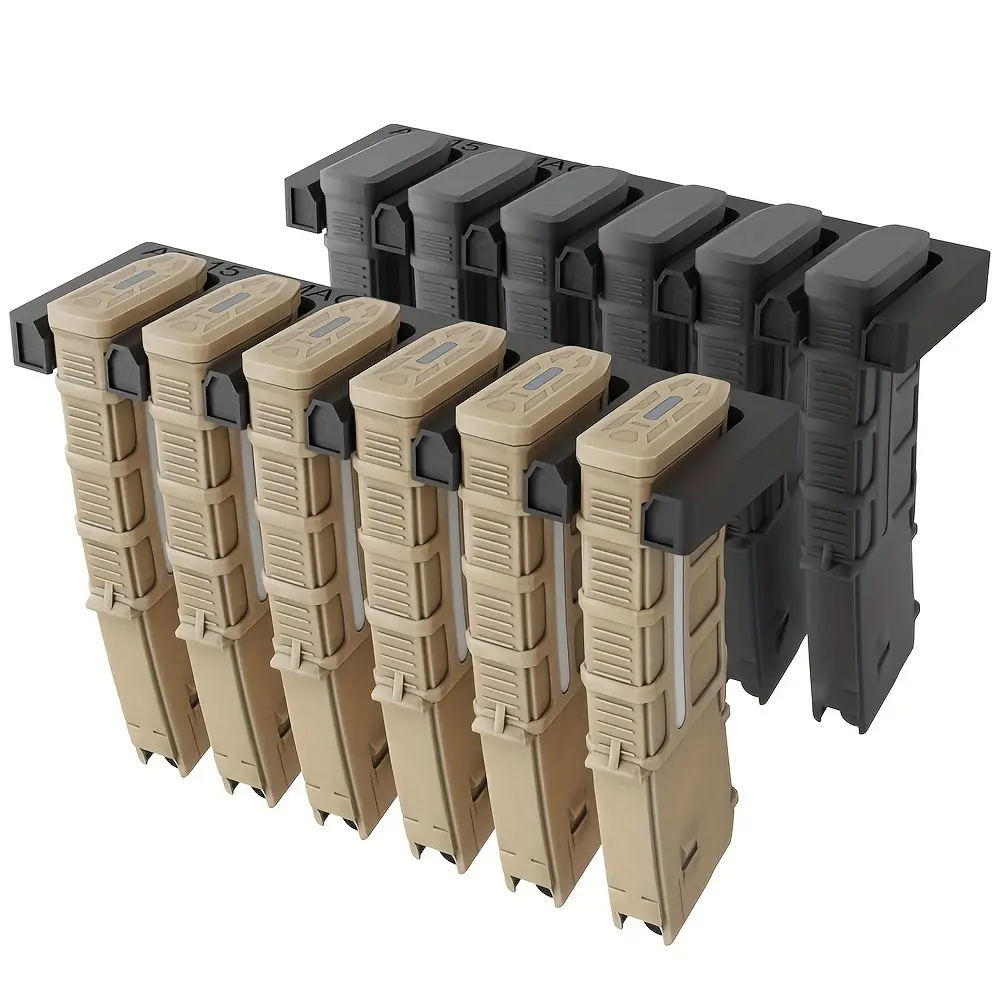 Wall-Mounted 6-Slot Magazine Rack, Durable ABS Construction, Fits Standard PMAGs for Home Storage, Functional Rack, Magazine Storage, Six Slots