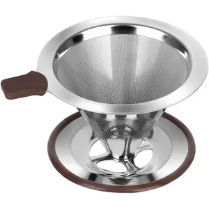 Pour Over Coffee Dripper,  Paperless Coffee Filter,Professional Stainless Steel Drip Cone Brew Coffee Strainer,Upgraded Double  Mesh Filter with Cup Stand,1-2 Cup
