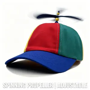 Rainbow Propeller Hat - Funny Helicopter Spinner Cap for Adults Kids - Adjustable Novelty Silly Hat for Birthday Party Halloween Costume Crazy Hat Day baseball
