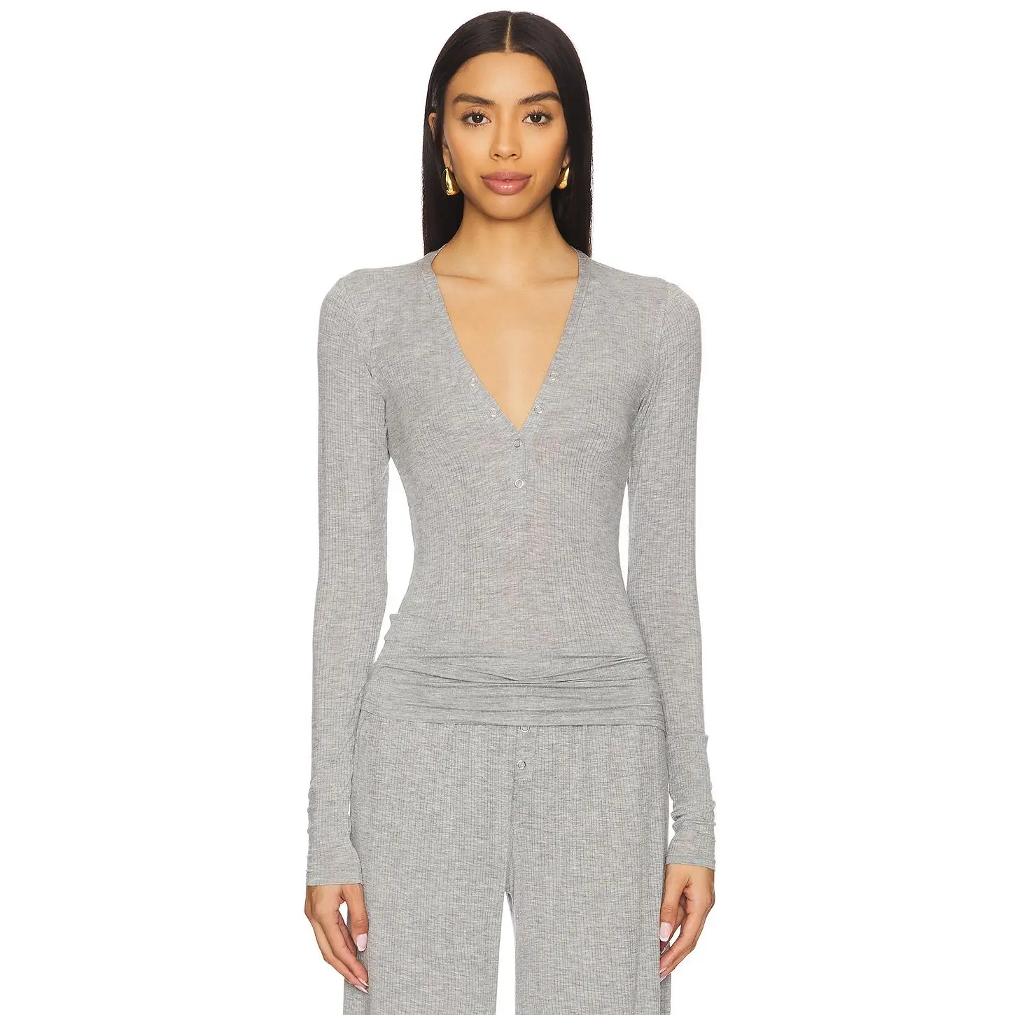 Negative Underwear Whipped Henley in Heather Grey